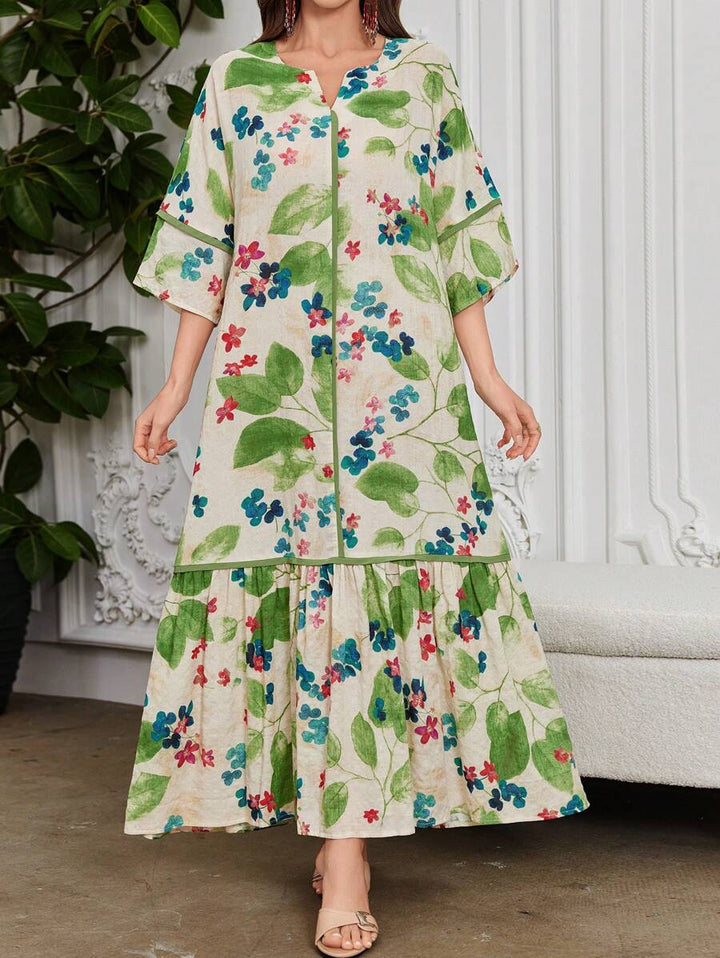 Leah™ | Floral Print Ruffle Dress