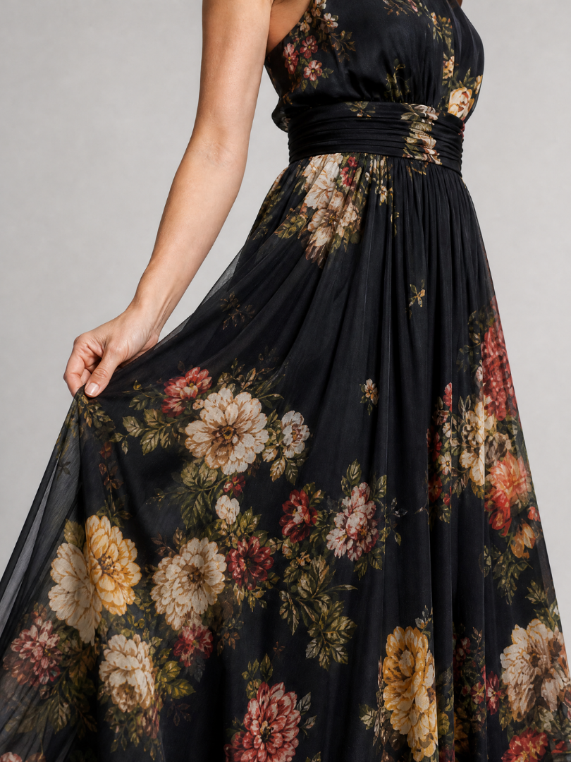 Sienne | Floral Halter Neck Midi Dress for Women