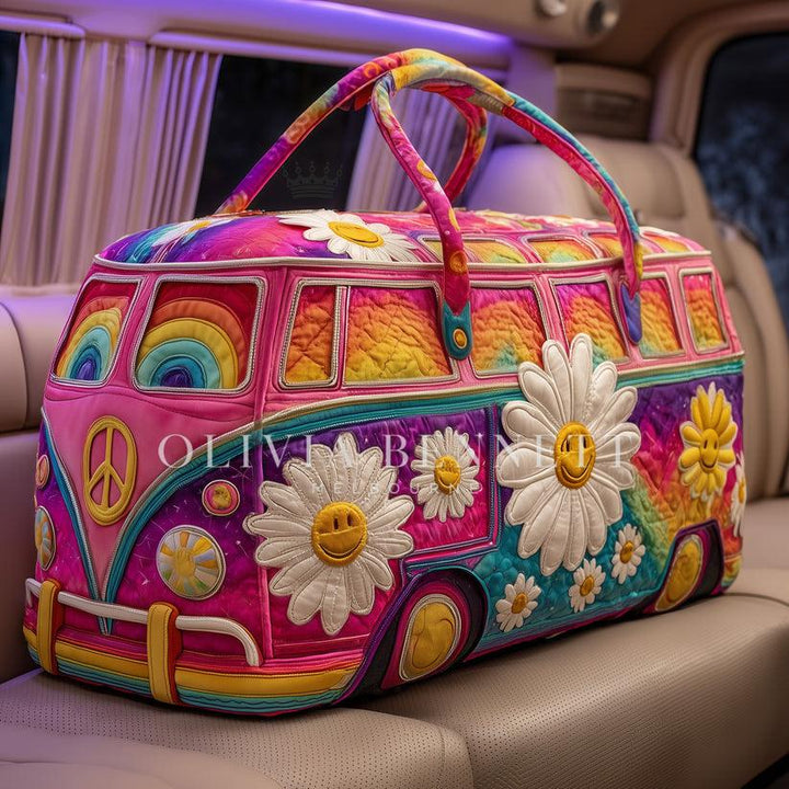 Pink Daisy Dream Quilted Duffle Bag