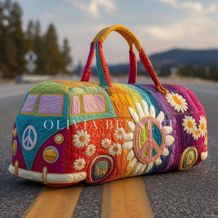 Rainbow Peace Journey Quilted Duffle Bag