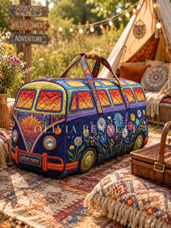 Sunburst Flower Camper Quilted Duffle Bag
