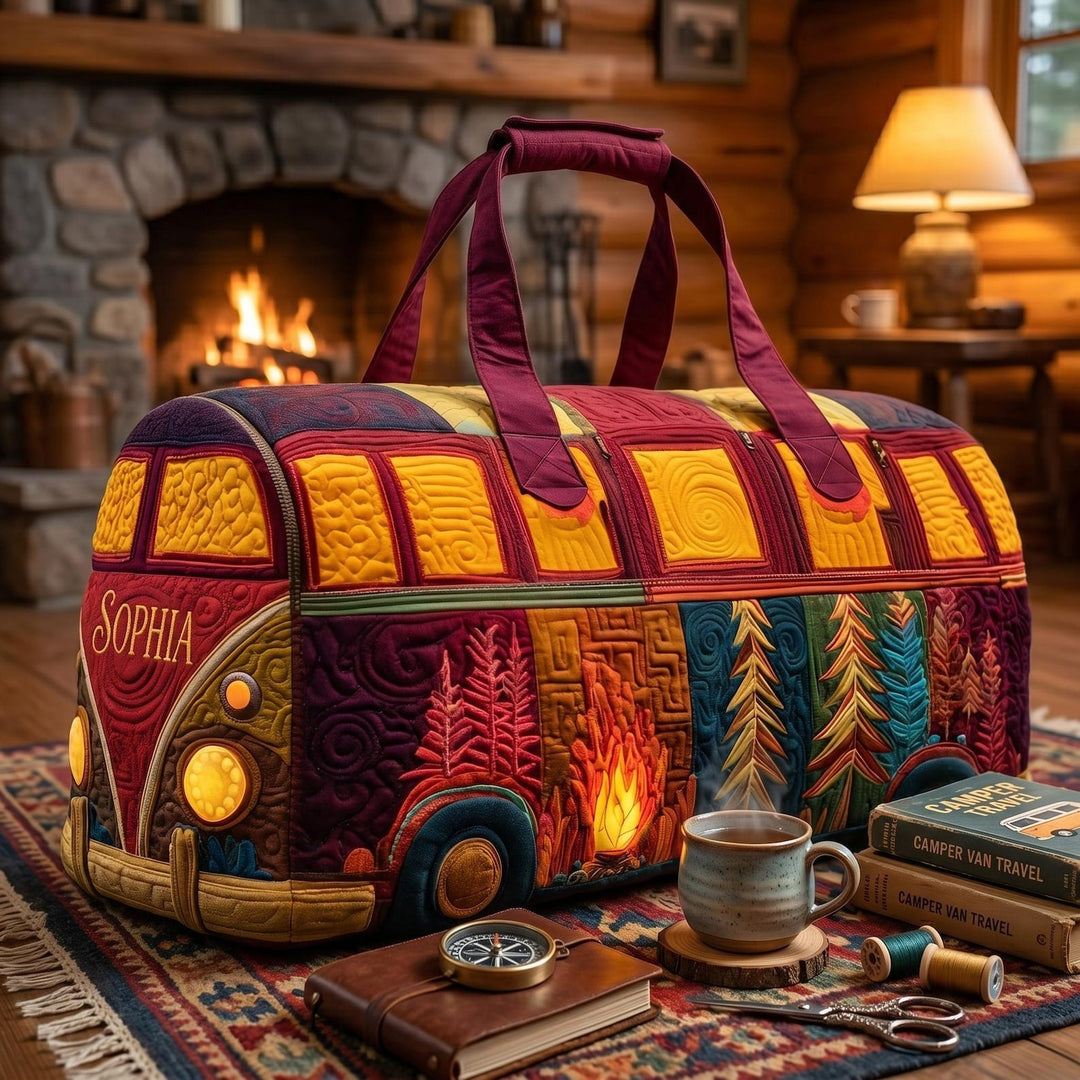 Campfire Glow Camper Quilted Duffle Bag