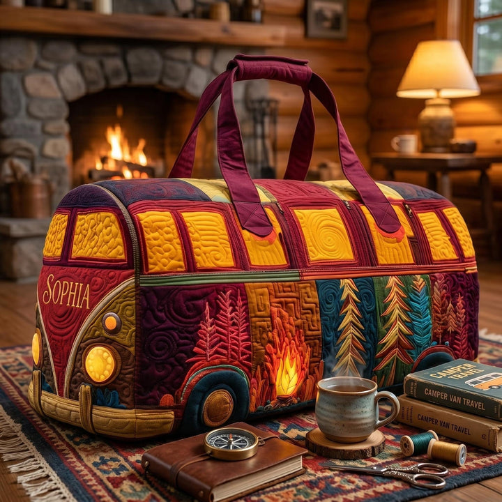 Campfire Glow Camper Quilted Duffle Bag