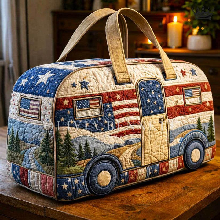 Americana Patchwork Caravan Quilted Duffle Bag