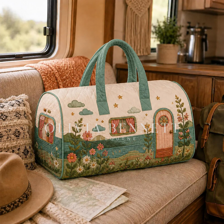 Happy Camper Caravan Quilted Duffle Bag