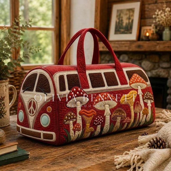 Woodland Toadstool Camper Quilted Duffle Bag