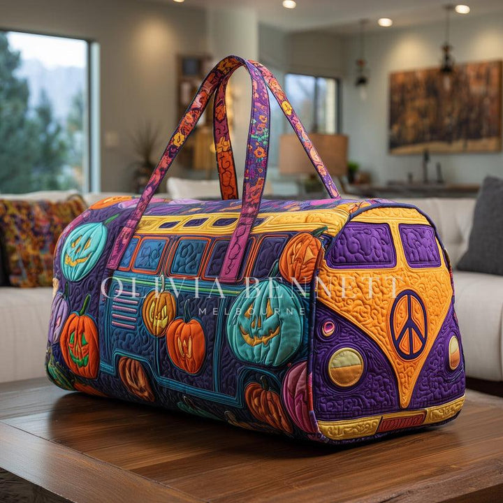 Spooky Pumpkin Peace Quilted Duffle Bag