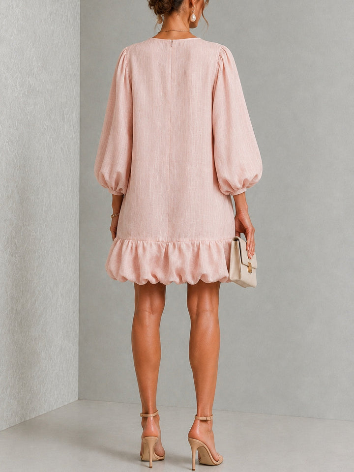 Rosalyn | Floral-Button Puff-Sleeve Mini Dress