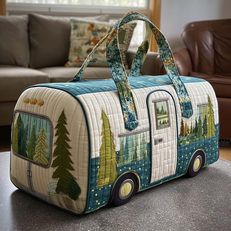 Woodland Caravan Escape Quilted Duffle Bag