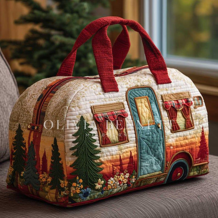 Vintage Curtain Caravan Quilted Duffle Bag
