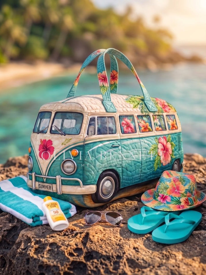 Tropical Hibiscus Quilted Duffle Bag