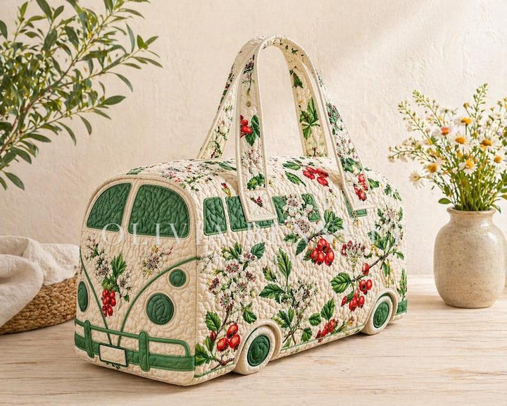 Berry Blossom Camper Quilted Duffle Bag