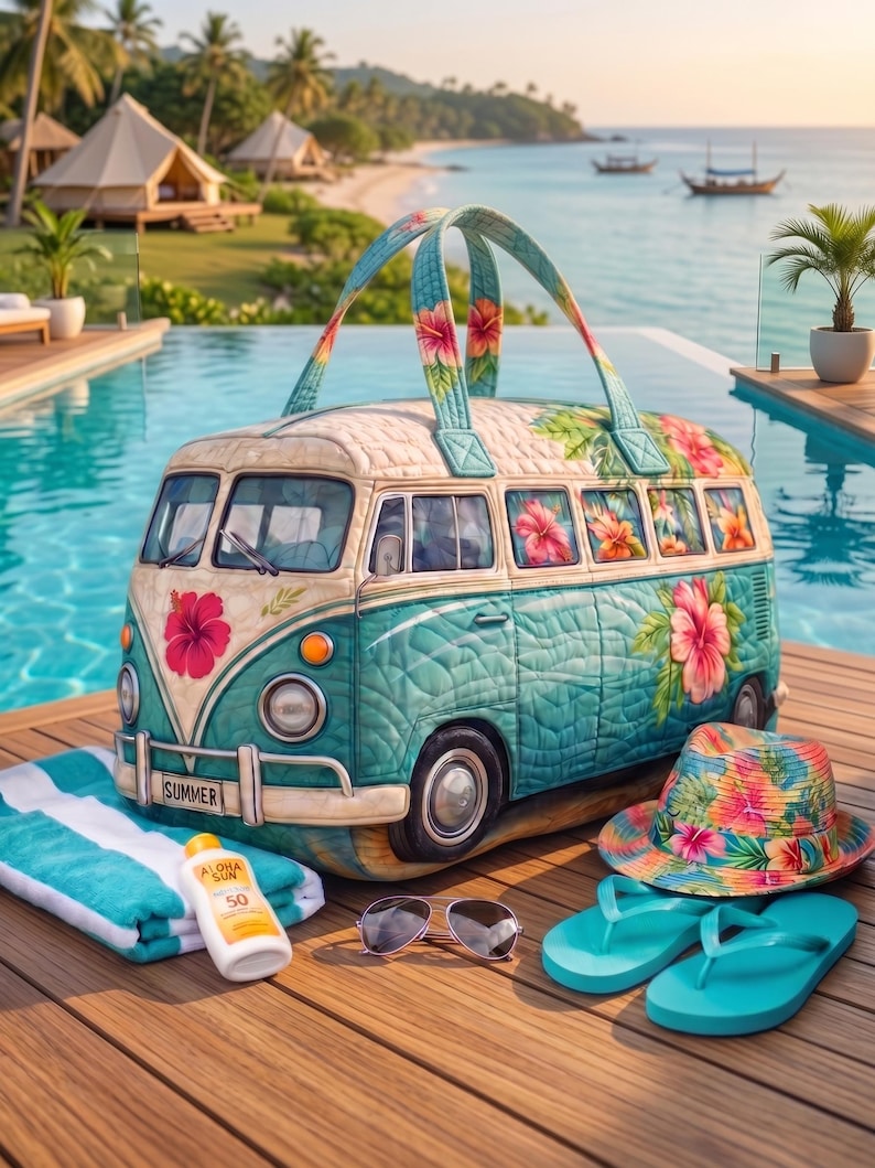 Tropical Hibiscus Quilted Duffle Bag