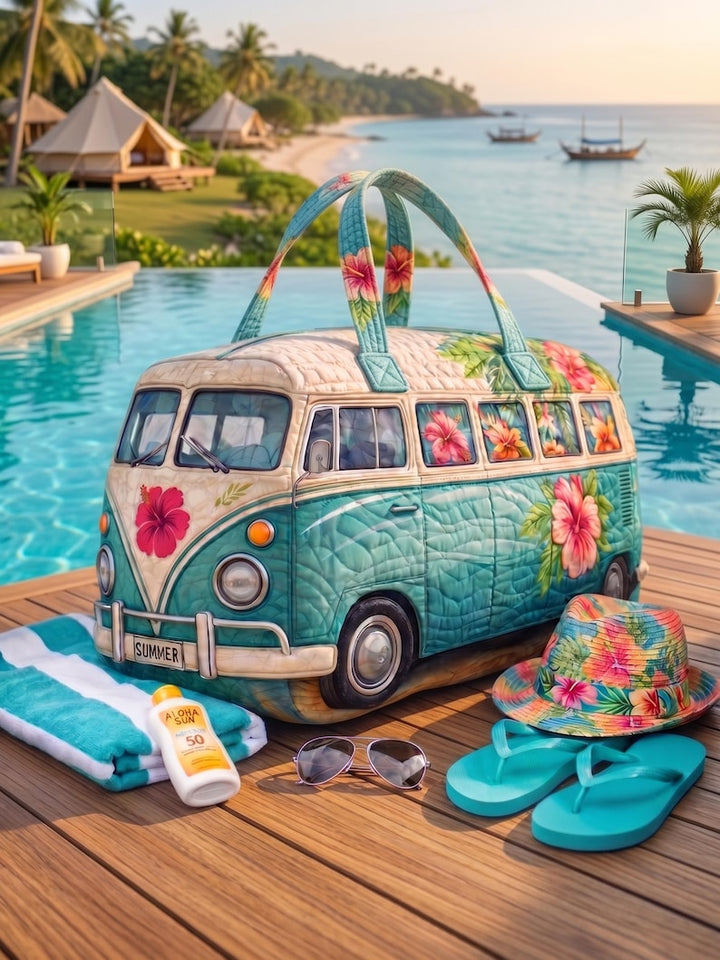 Tropical Hibiscus Quilted Duffle Bag