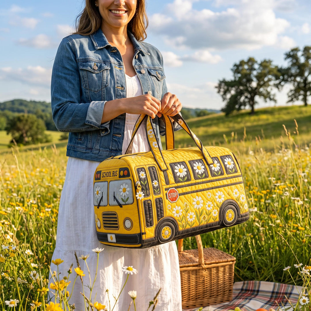 Daisy School Bus Quilted Duffle Bag