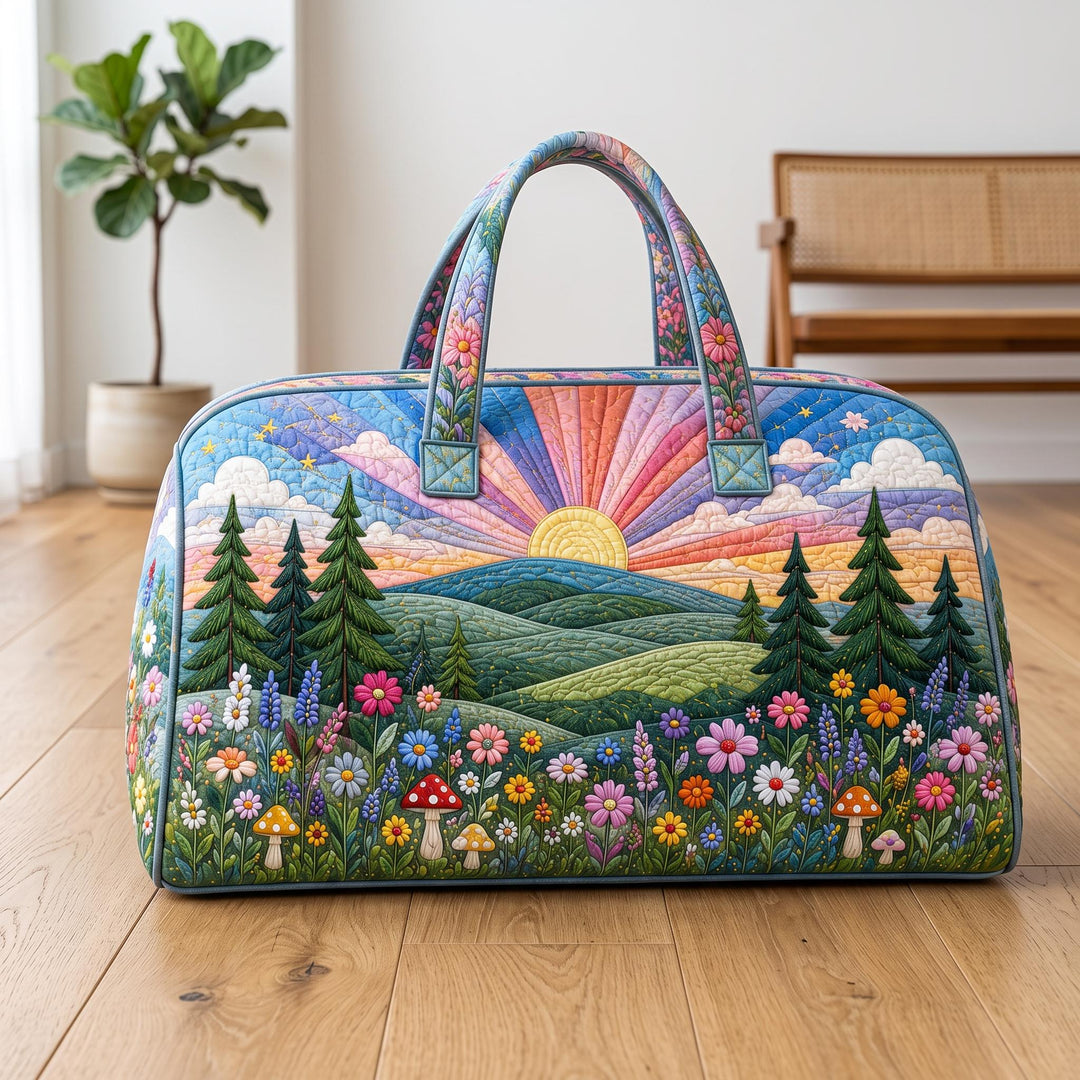 Sunrise Wildflower Meadow Quilted Duffle Bag