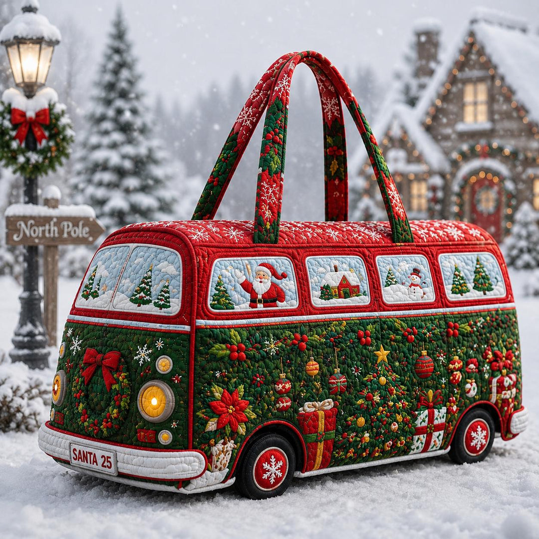 Christmas Woodland Camper Quilted Duffle Bag