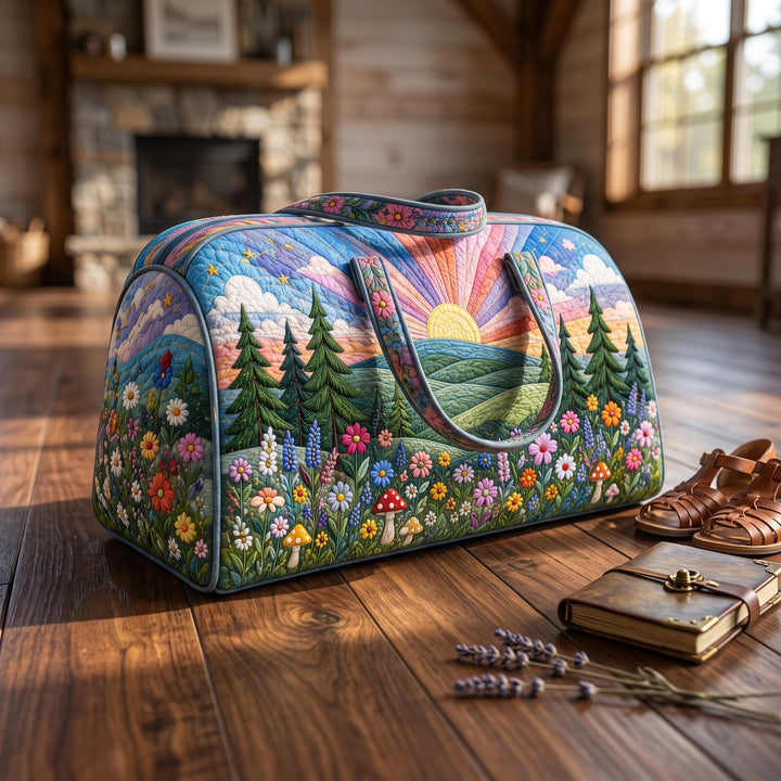 Sunrise Wildflower Meadow Quilted Duffle Bag