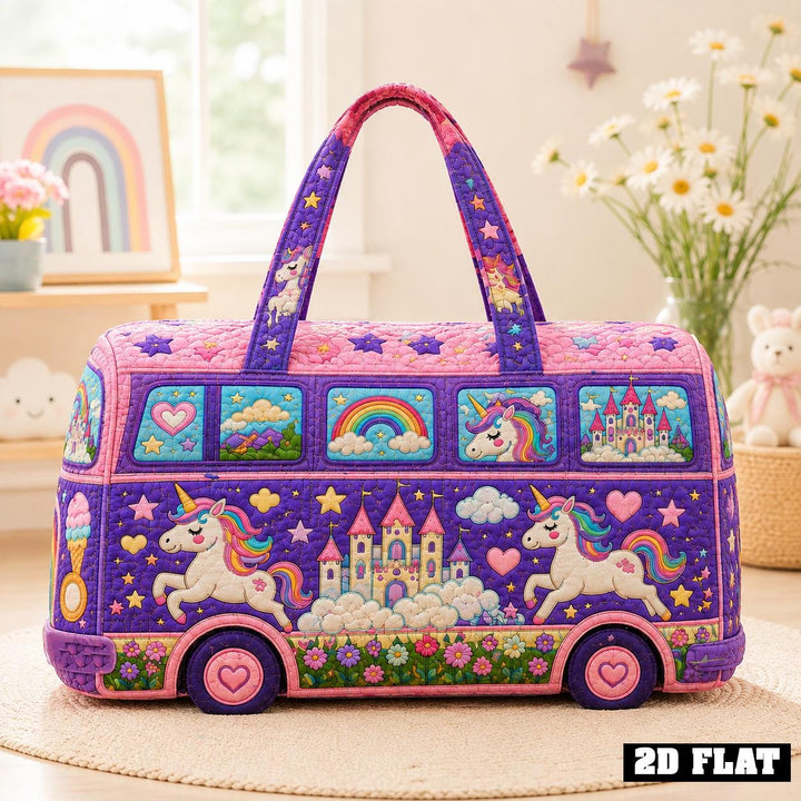 Unicorn Rainbow Quilted Duffle Bag