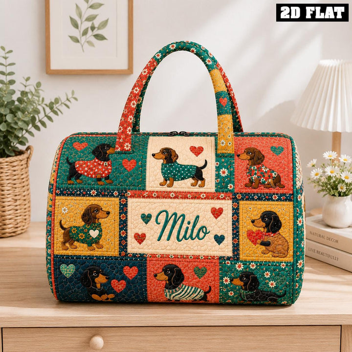 Dachshund Patchwork Quilted Duffle Bag
