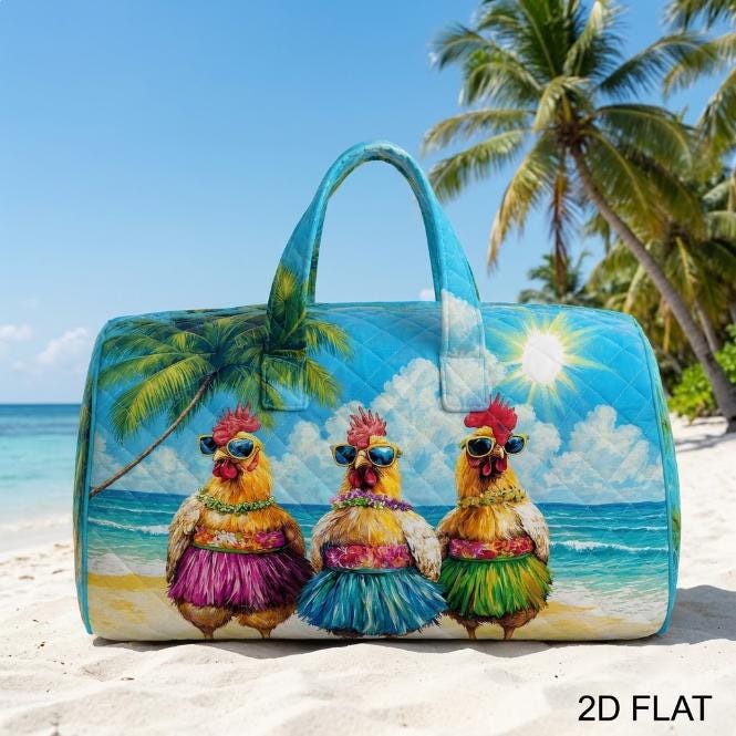 Aloha Chickens Quilted Duffle Bag