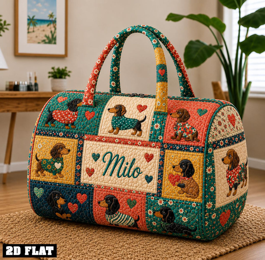 Dachshund Patchwork Quilted Duffle Bag