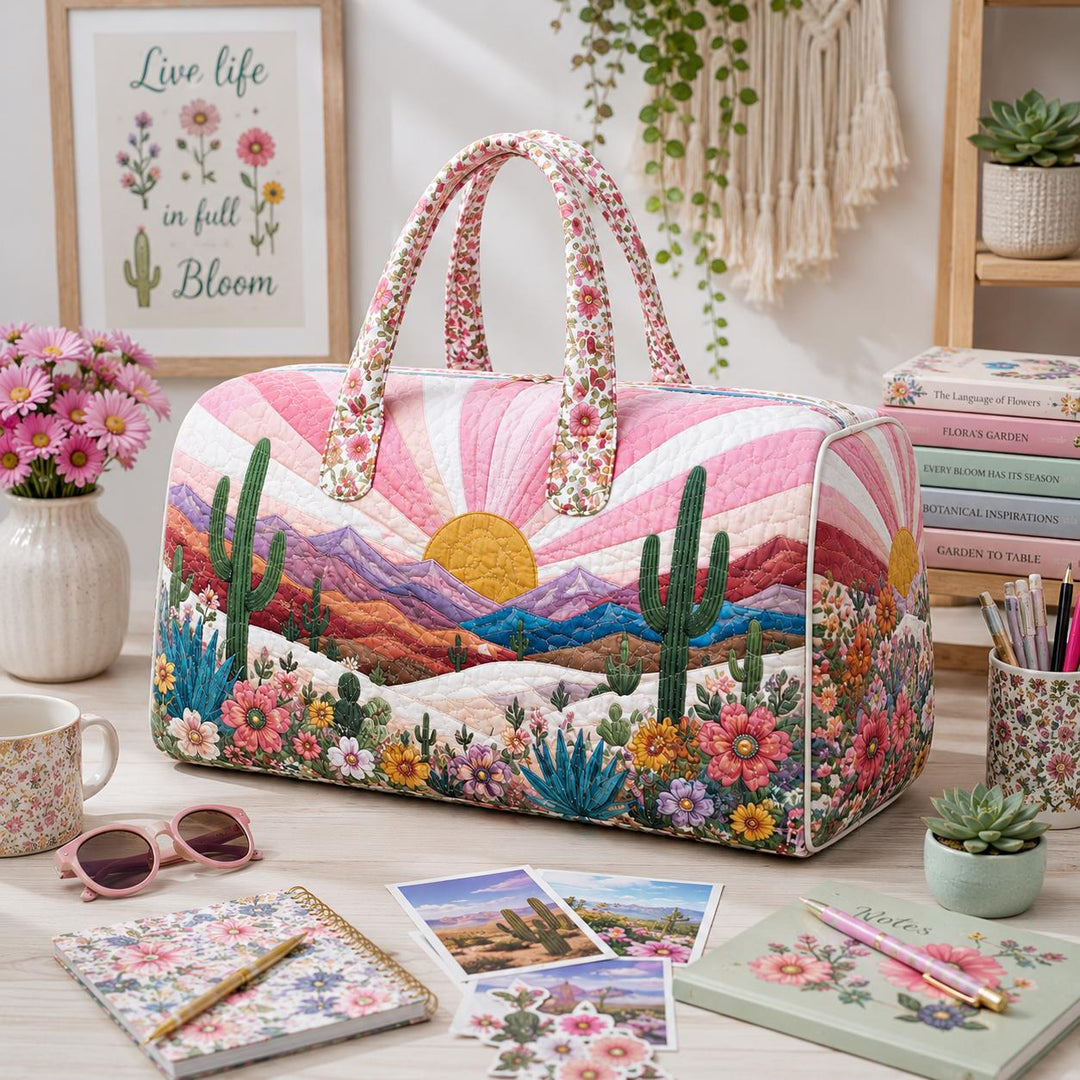 Desert Bloom Sunrise Quilted Duffle Bag
