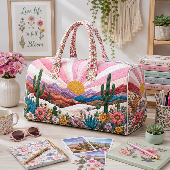 Desert Bloom Sunrise Quilted Duffle Bag