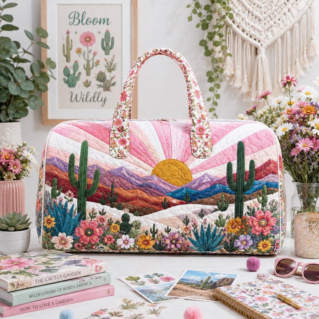 Desert Bloom Sunrise Quilted Duffle Bag